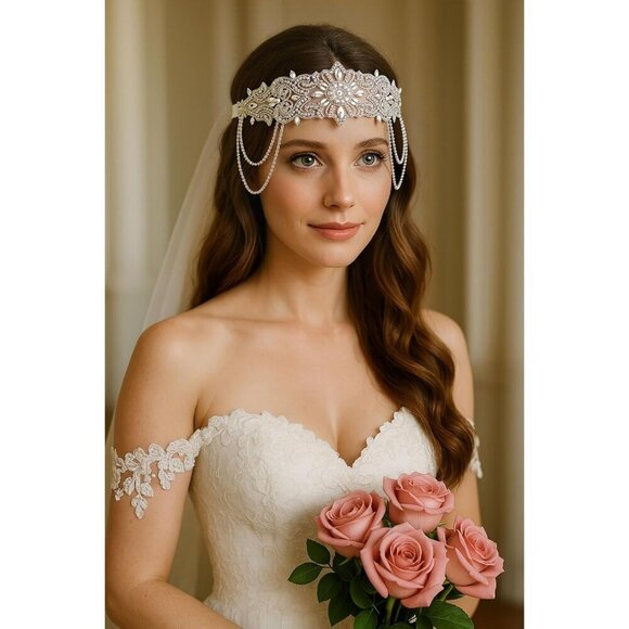 1920s Flapper Headpiece Vintage Rhinestone Bead Headband for Women main image 5